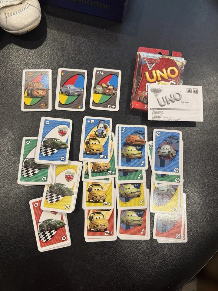 CARS 2 Disney Pixar UNO Card Game Mattel RARE SET * missing 1 card Green 5 AS IS - Image 3 of 3