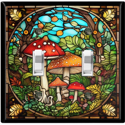 Metal Light Switch Outlet Cover Decorative Wall Plate Forest Mushrooms EGS124