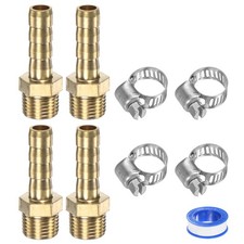 4-Pack Brass Hose Barb Fittings, 6mm x G1/8 Male Couple Hose Connector