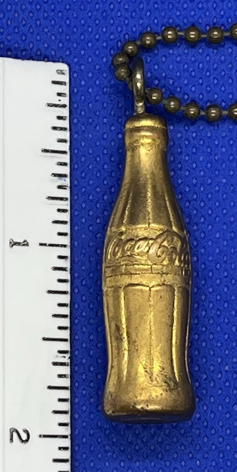 Vintage COCA-COLA Bottle Brass/Gold Tone Keychain Fob - Outstanding - Image 4 of 4