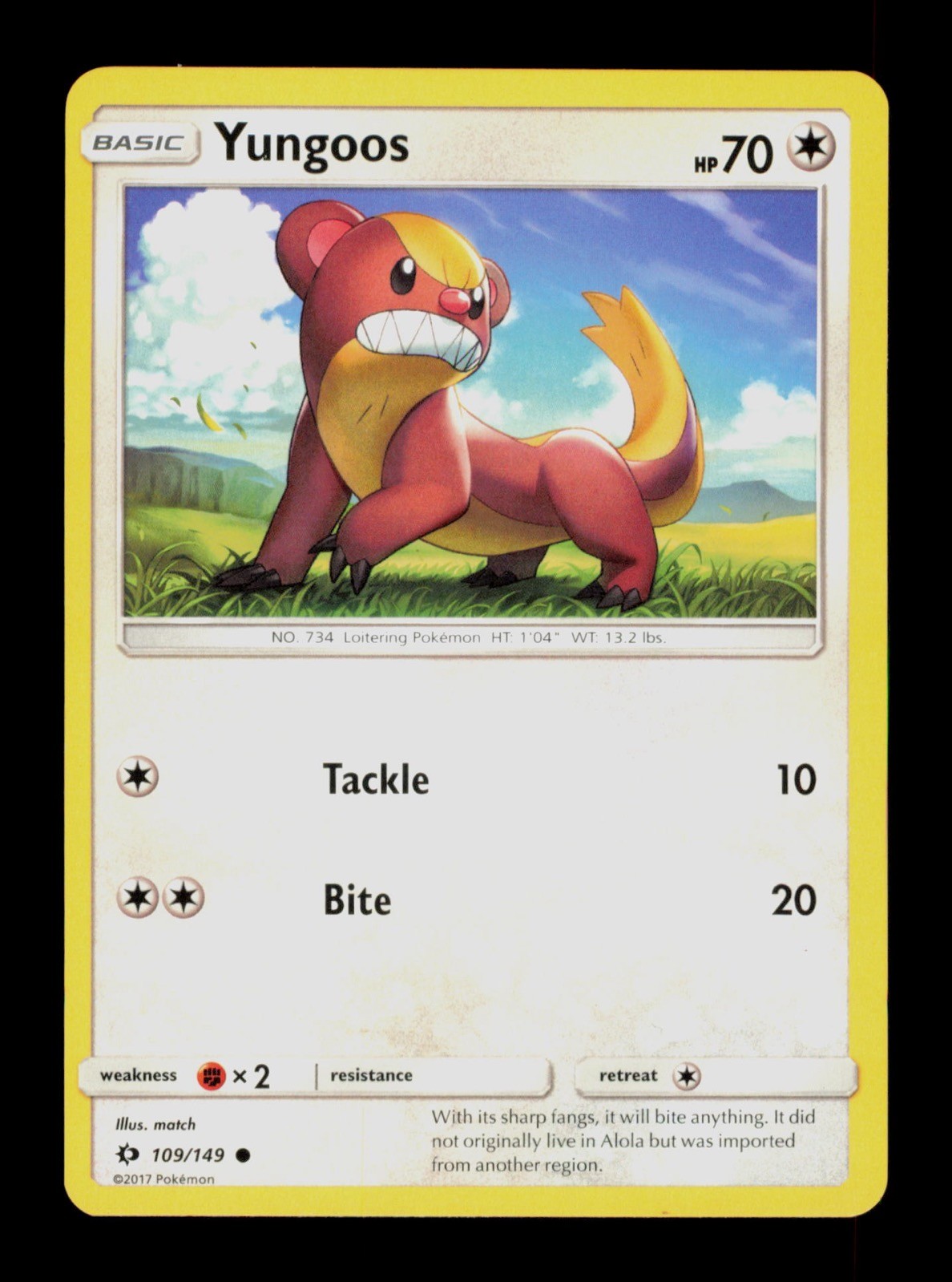 Yungoos 109/149 Pokemon Sun&Moon Trading Card TC