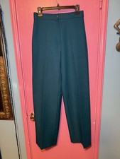 70 s Teal high-waisted trousers front zipper and button closure Size 10 Retro