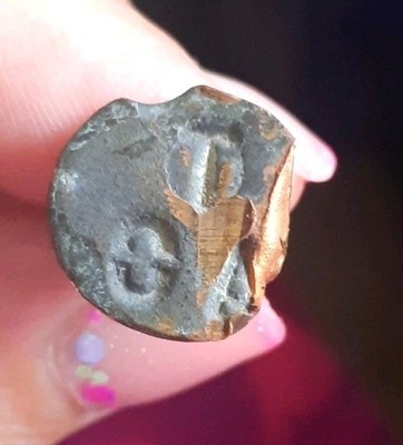 P951207 Antique Copper Nail with Punch to Identify and Study 