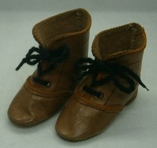 Antik, um 1900: alte Puppen Lederschuhe / Lederstiefel; Gr. 5