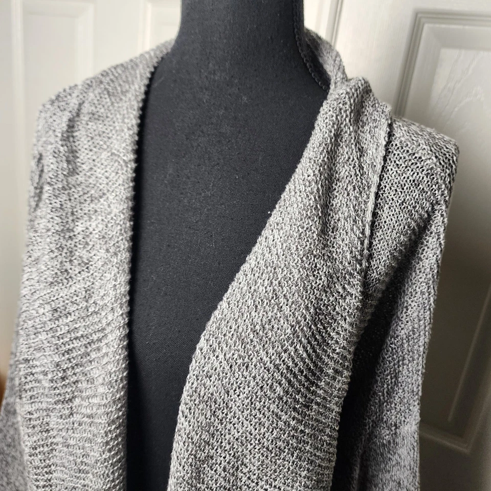 Cárdigan Eileen Fisher 2X Gris 100% Lino Tejido Abierto Talla Grande Cortina Capas  Foto 2 de 4