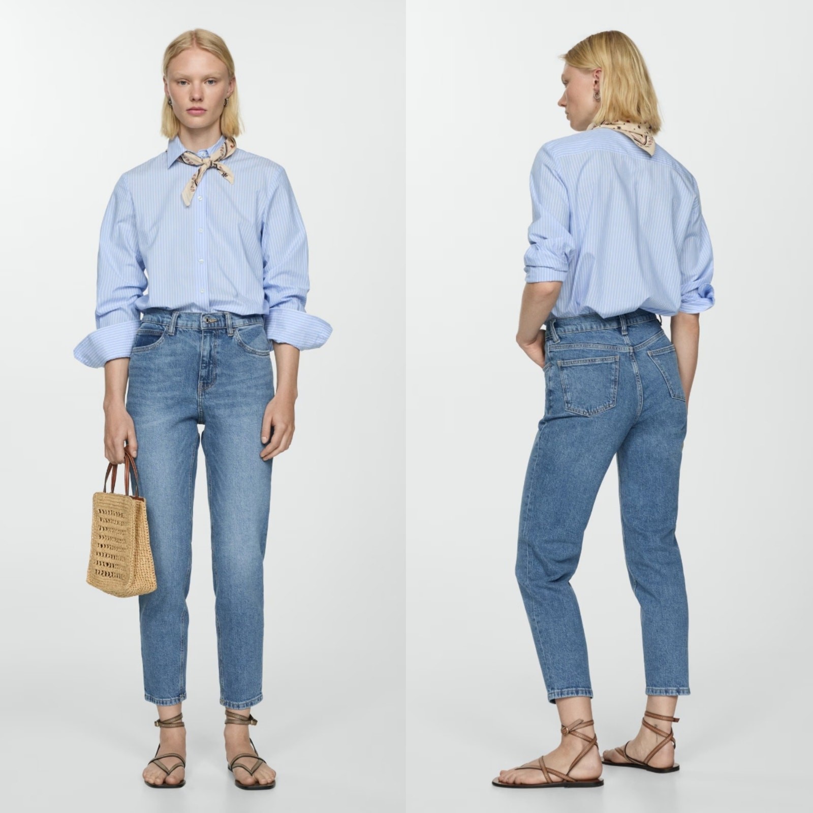 MNG Mango Womens Newmom Comfort High Rise Jeans Size 6 Medium Blue Denim Wash thumbnail 2