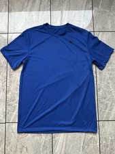 Nike Men’s Blue Dry Fit 100% Polyester, Short Sleeve Crewneck T-Shirt Logo M￼