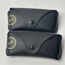 Ray-Ban Black Faux Leather Sunglasses Case Set of 2 Luxottica Snap Closure