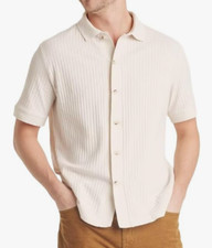 NEW Goodfellow Co. Men's Textured Full Button Polo Shirt Dog Bone Size Small