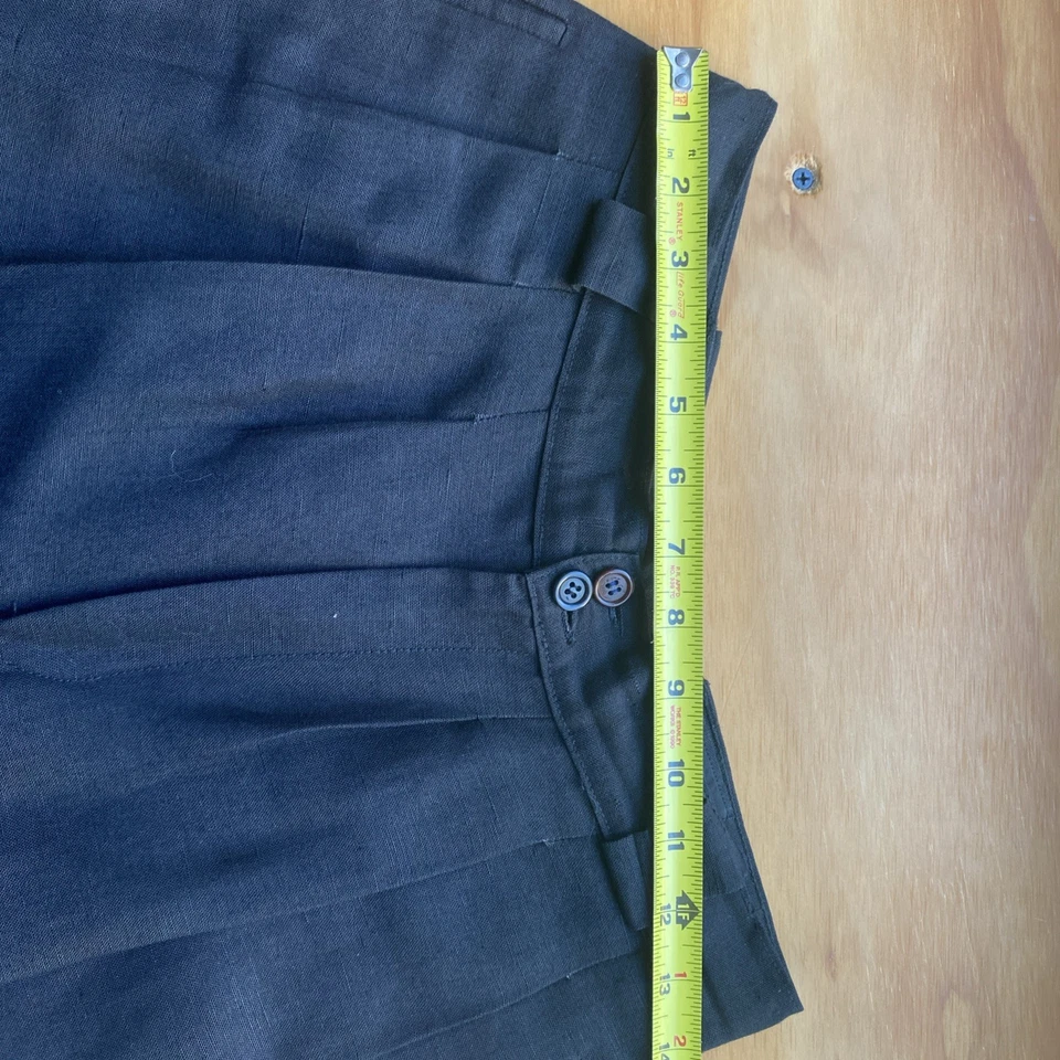 Pantalones Cortos De Colección Giorgio Sant'Angelo Para Mujer Mezcla de Lino Negro Talla 10 Cintura Alta Foto 3 de 4