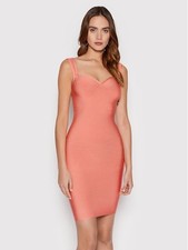 Marciano Guess Bandage Bodycon Dress Coral Pink Fitted Zip Back Evening Cocktail