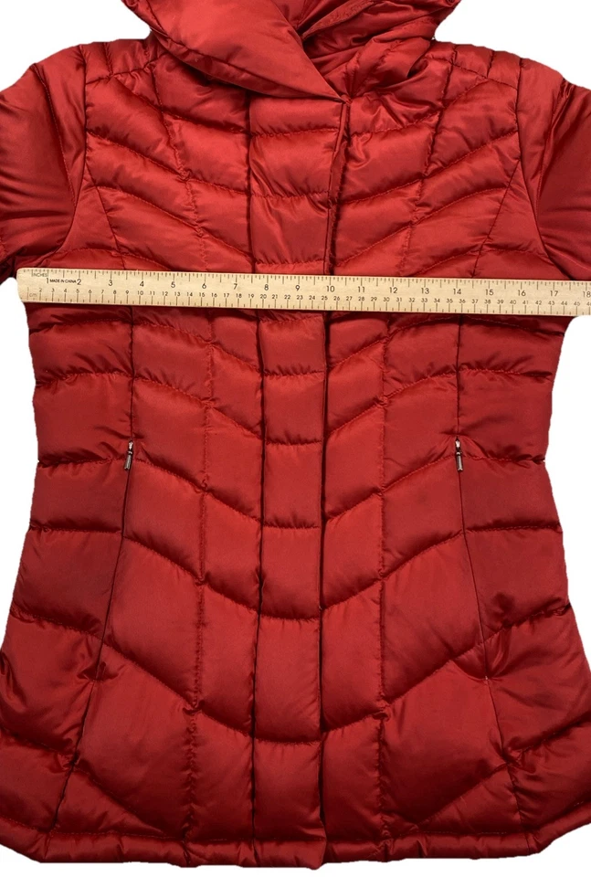 Patagonia Downtown Loft Jacket Hooded Down Full Zip Snap Red Women’s Small - Image 3 of 4