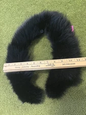 LARGE REAL BLACK FOX FUR  COLLAR  SOFT SUPPLE  USA Lined , 25 x 5" #Q
