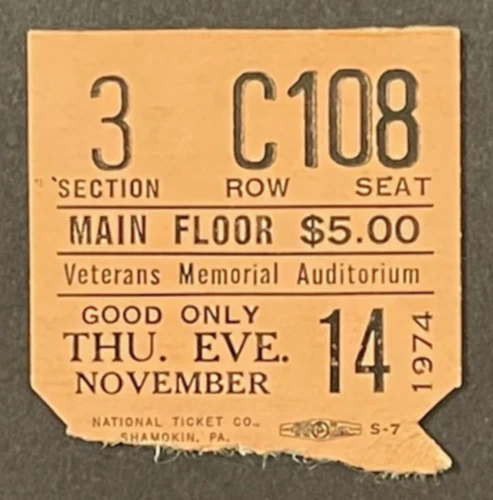 Rush / Rory Gallagher 11-14-1974 Concert Ticket Stub Columbus Ohio 1st US Tour