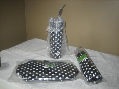 LOT OF KATE SPADE POLKA DOT - UMBRELLA, 24OZ INSULATED TUMBLER &  LUNCH TOTE