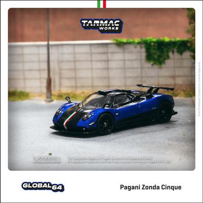 Tarmac Works GLOBAL64 Pagani Zonda Cinque Blu Francia T64G-TL021-BL
