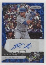 2020 Panini Prizm Rookie Quick Pitch Blue Donut Circle 27/50 Edwin Rios Auto v9t
