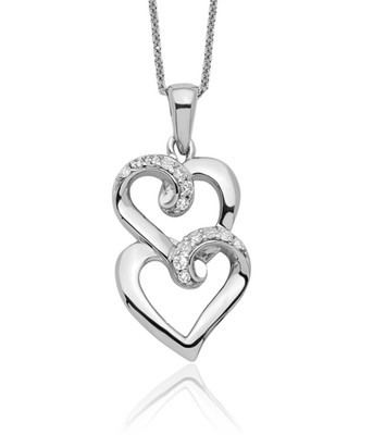 925 Sterling Silver Cubic Zirconia Small Sister Heart Pendant Necklace 18mm 3/4