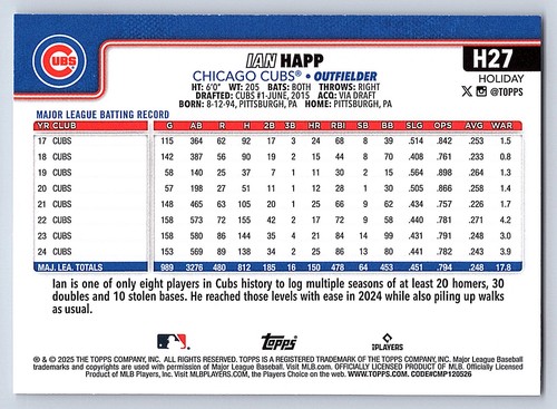 2025 Topps Holiday Base  # H 1 - H 200  - PICK YOUR CARDS - 第 50/318 張圖片