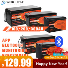 LiFePO4 Lithium Battery 12V 100Ah 200Ah 300Ah Deep Cycle for RV Solar Off-grid