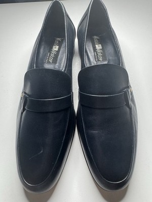 Mario Marco Black Leather Loafer Men's Dress Shoes Almond Toe Slip On