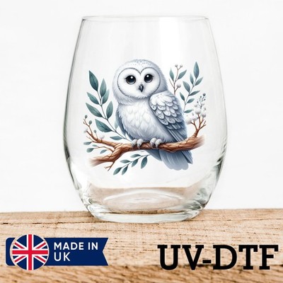 Weihnachten Eule 8 Stück UV DTF Aufkleber - Glas Laptop Becher Tasse ca805