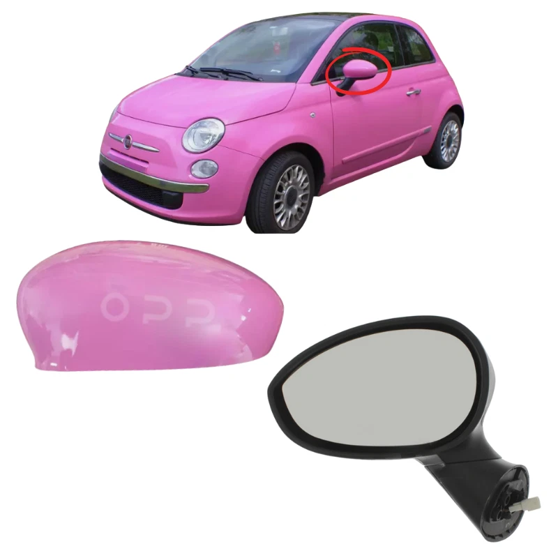 Espejo retrovisor eléctrico pintado rosa Barbie Rosso para Fiat 500 2008-2017 Foto 3 de 4