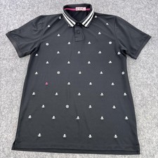 G/FORE Polo Shirt Mens Large Black Skull Crossbones Golf Embroidered Performance