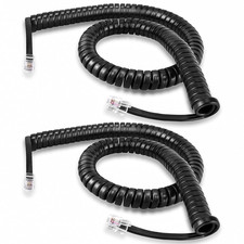 Landline Phone Cord 12Ft Uncoiled Black Handset Replacement Cable for Desk Wall