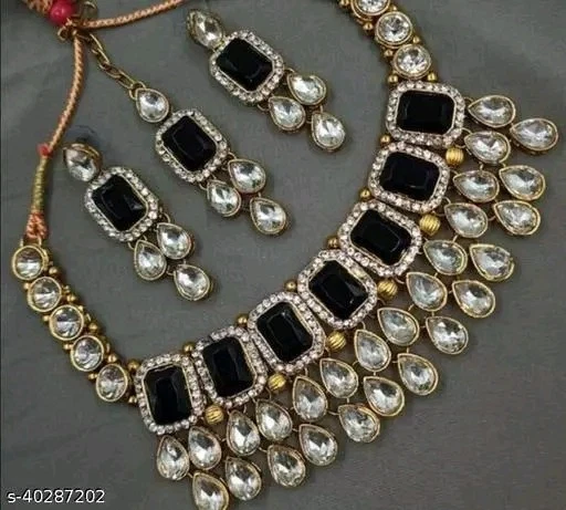 Kundan Jewelry Set Indian Bollywod Kundan Choker Necklace Jewellery - Image 4 of 4