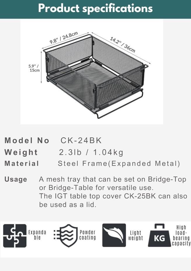 Camping moon Deep Mesh Tray CK-24BK Steel Storage Box Insert 4 IGT Table System