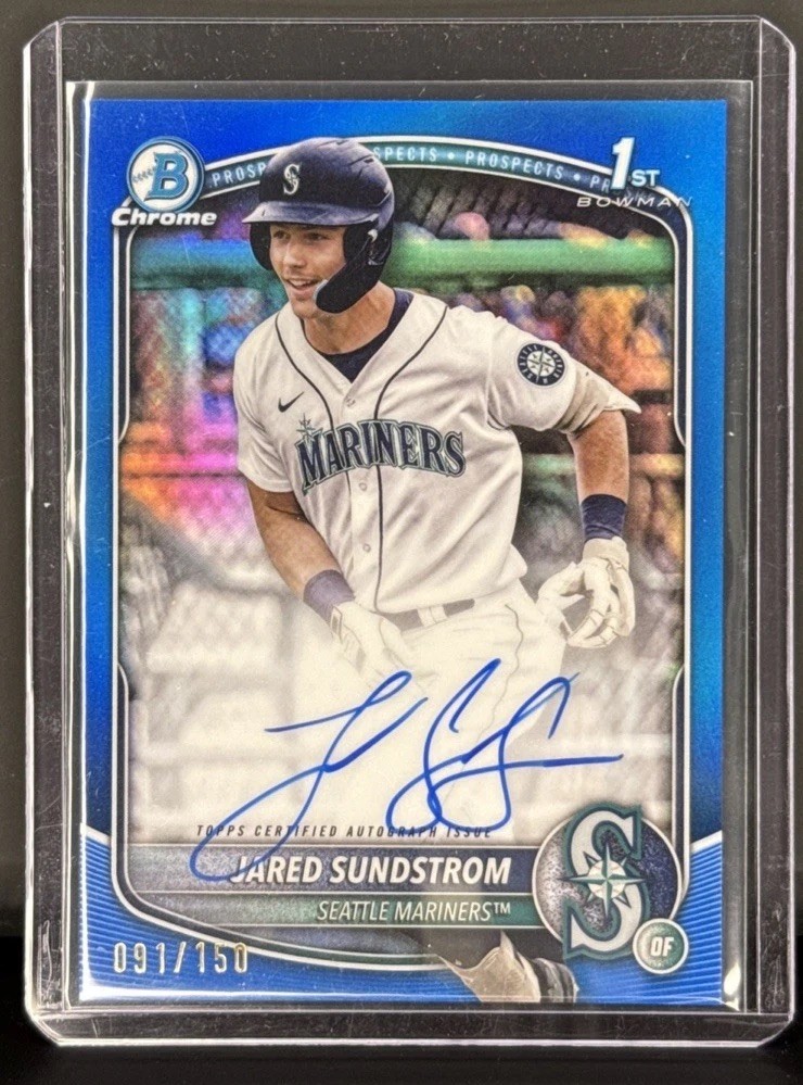 2025 Bowman Chrome Jared Sundstrom #CPA-JSU 1st Bowman Auto Blue Refractor /150