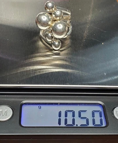 Sterling Silver Vintage Mexican 30mm Ball 10.50g Modernist Post 80's Ring Size 7
