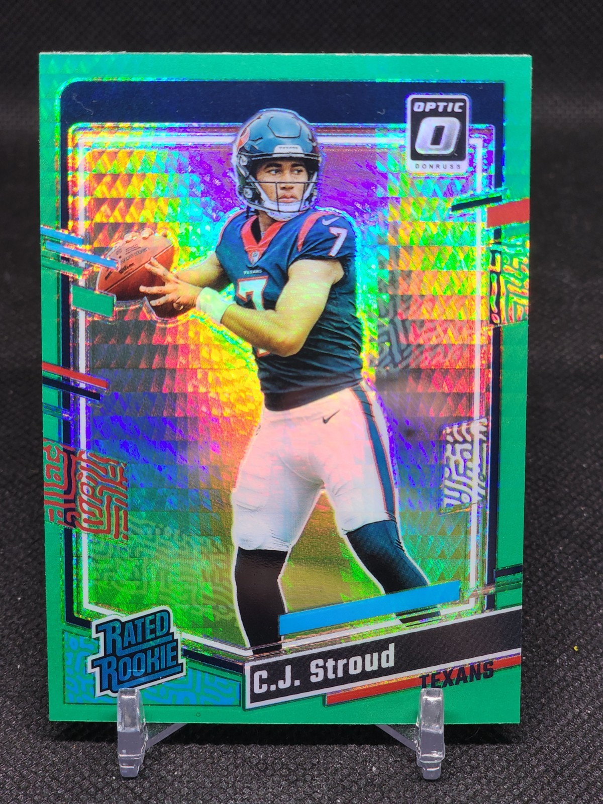 2023 Panini Donruss  C.J. Stroud Optic Rated Rookie Green Hyper Prizm RC #244