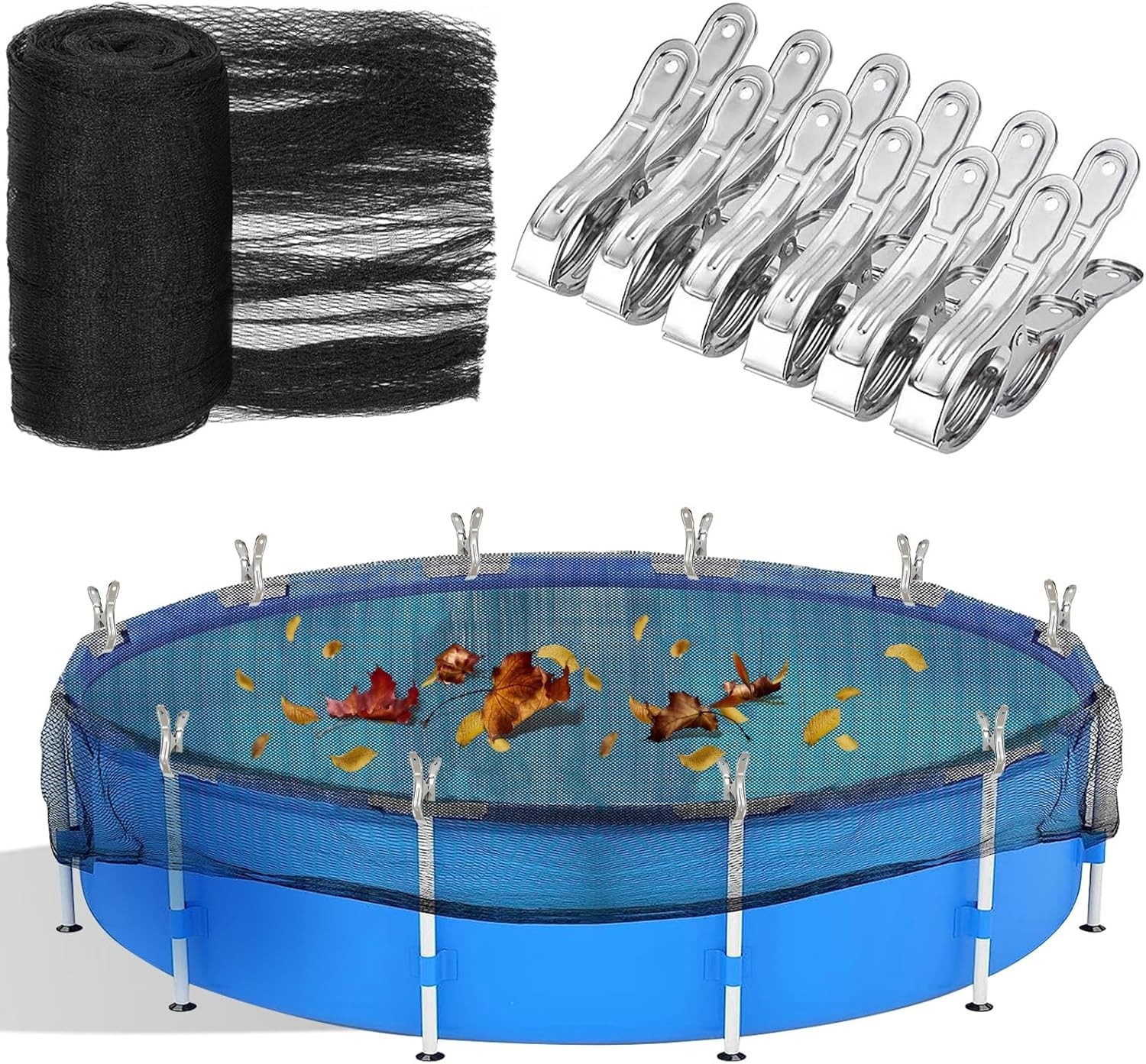 YEXEXINM 20 Feet Round Leaf Net Cover for Above Ground Pool, Winter Cover Mes...