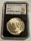 1923 Silver Peace Dollar – NGC MS63 Original US Mint Bag Fragment