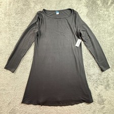 Old Navy Womens S Black Long Sleeve A Line Dress Boat Neck Pullover Casual NEW