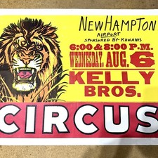 Vintage Original 1960s 3 Ring Circus Kelly Brothers Lion Poster Advertisement