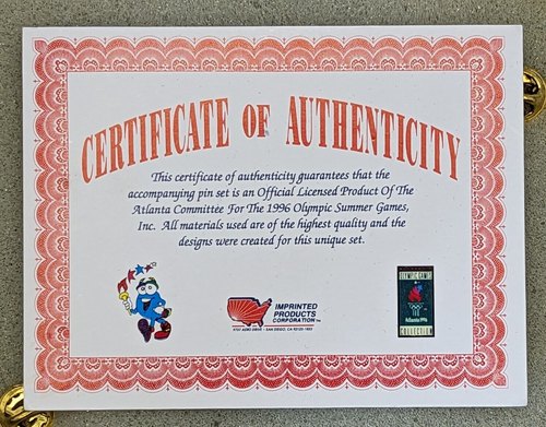 Olympic Games 9 Pin Set Atlanta 1996 Countdown LTD with Box Cert & Case - Picture 4 of 8