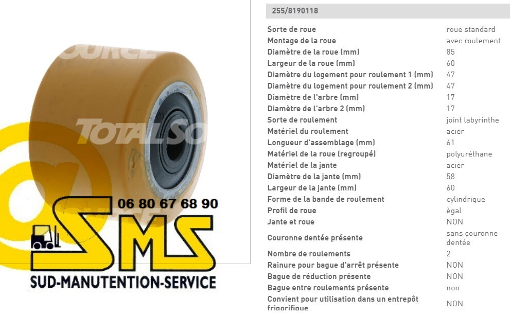 Galet double roue Still EXU haute longévité avec roulement blindé 17 mm