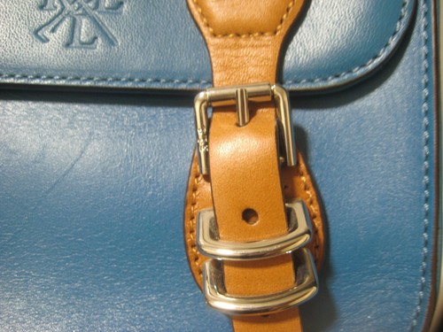 🎁Vintage Blue 6.5" Mini Saddle Ralph Lauren Leather crossbody buckle small bag - Picture 8 of 11