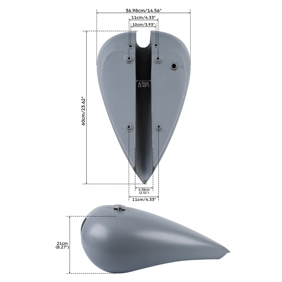 未上漆 5 英寸拉伸 4.5 加仑 加仑油箱适合哈雷旅游切碎机 — 第 4/4 张图片
