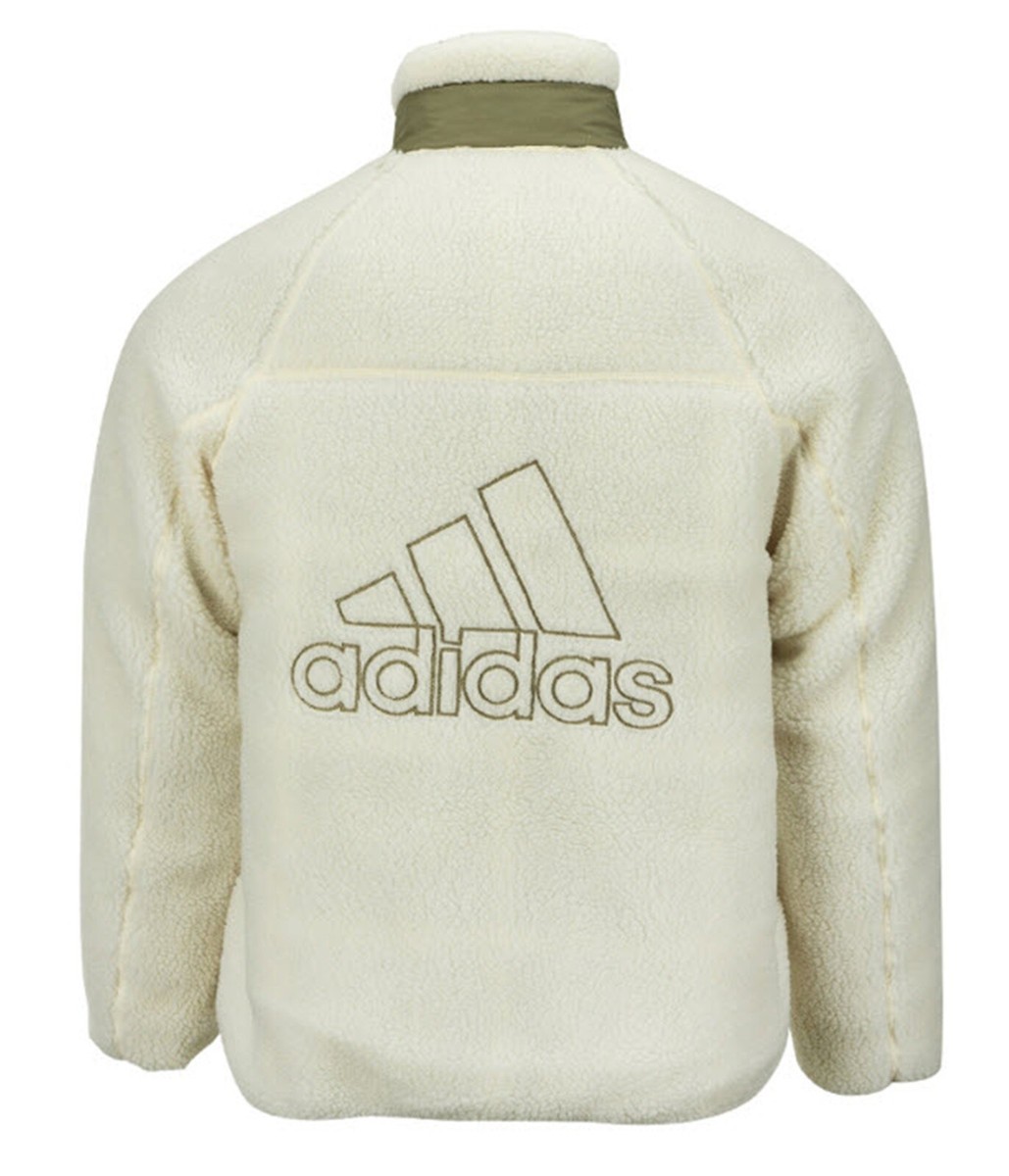 ★adidas★ Reversible Sherpa Jacket White Green H20789 Adidas Men Reversible Sherpa Jacket White Athletic Casual