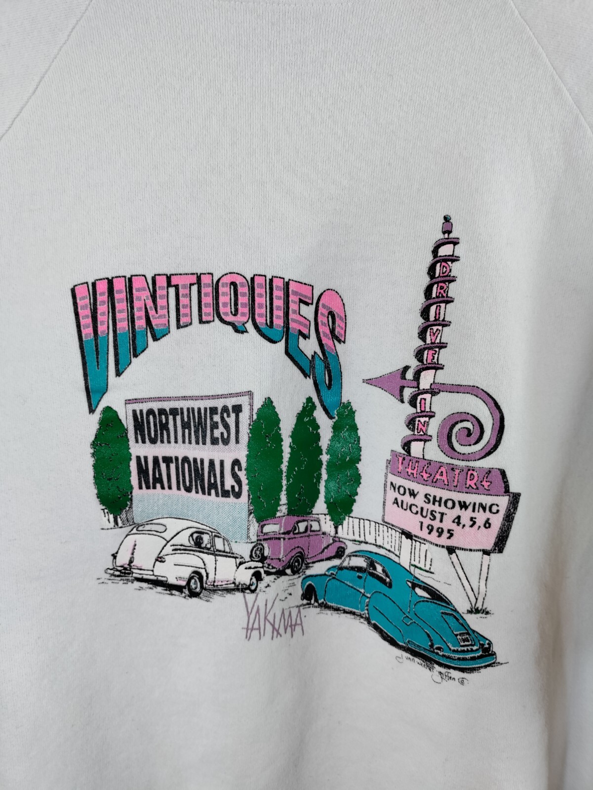 Vtg 1995 yakima washington Drive In Car Crew Neck Swe… Gem