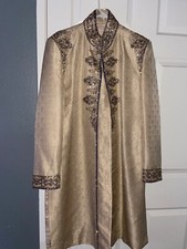 mens sherwani kurta medium cream moissanite embroidered pants included excellent