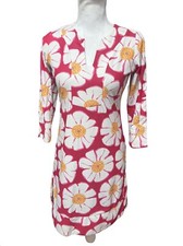 Lesley Evers Womens Retro Shift Dress Size XS Pink White Floral Pockets Mod