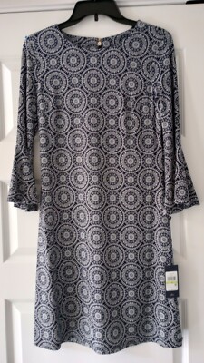 トミー NEW Tommy Hilfiger Geometric Bell Sleeve Shift Dress Women's Sz 4