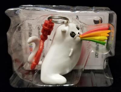Exploding Kittens Rainbow-Ralphing Cat 2.5'' PVC Backpack Keychain Clip Plus Card