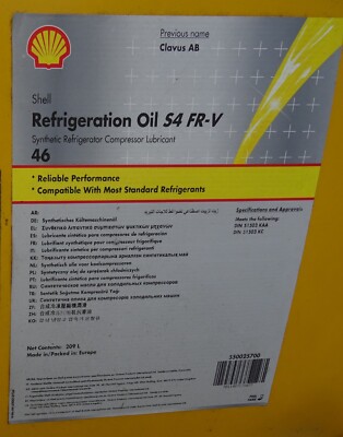 Shell Refrigeration Oil S4 FR-V 46 209 Liter Kältemaschinenöl DIN51503