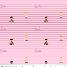 Barbie  World Barbie Stripe Pink Cotton Fabric